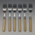 British Vintage Resin Handle Fish Cutlery 6 Pair Set in Wooden Box Cooper Brothers